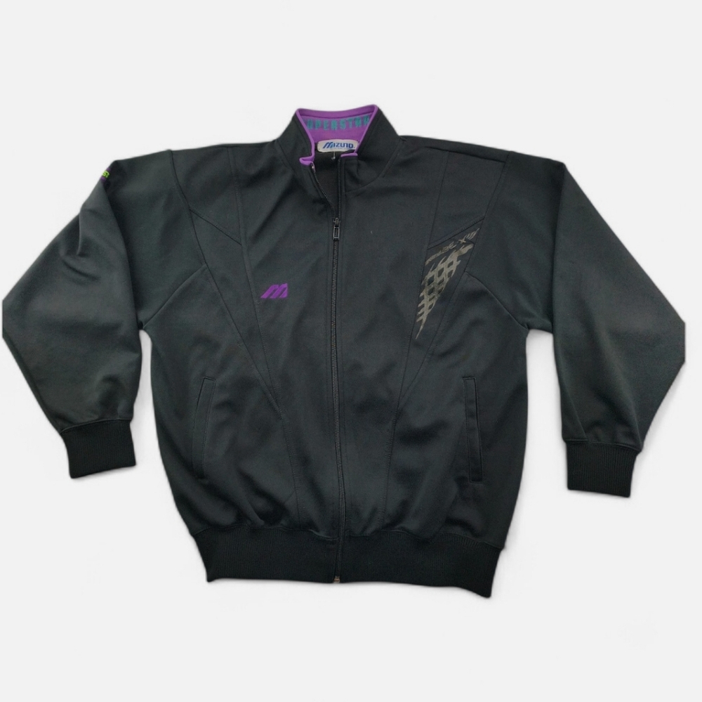 Vintage Mizuno Superstar Track Jacket Women S/M Black Purple 90s Japan St Style